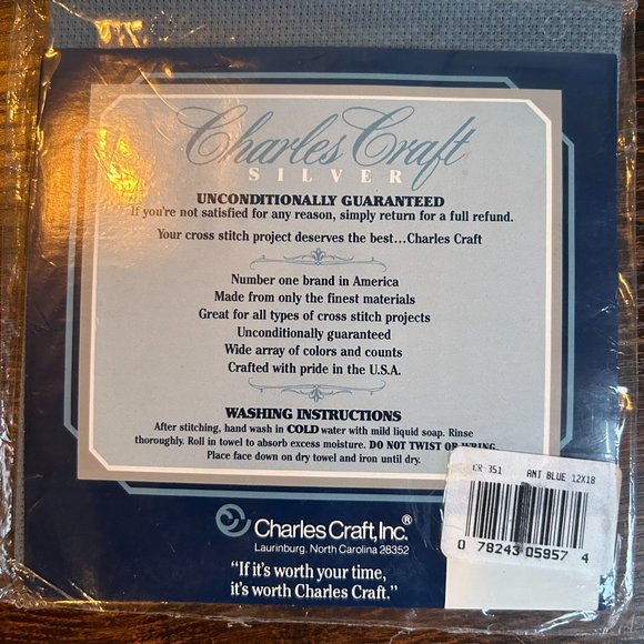 Charles Craft Flamingo Mills Cross Stitch Fabric Lot Three Aida Pine Mist Blue - Picture 6 of 7